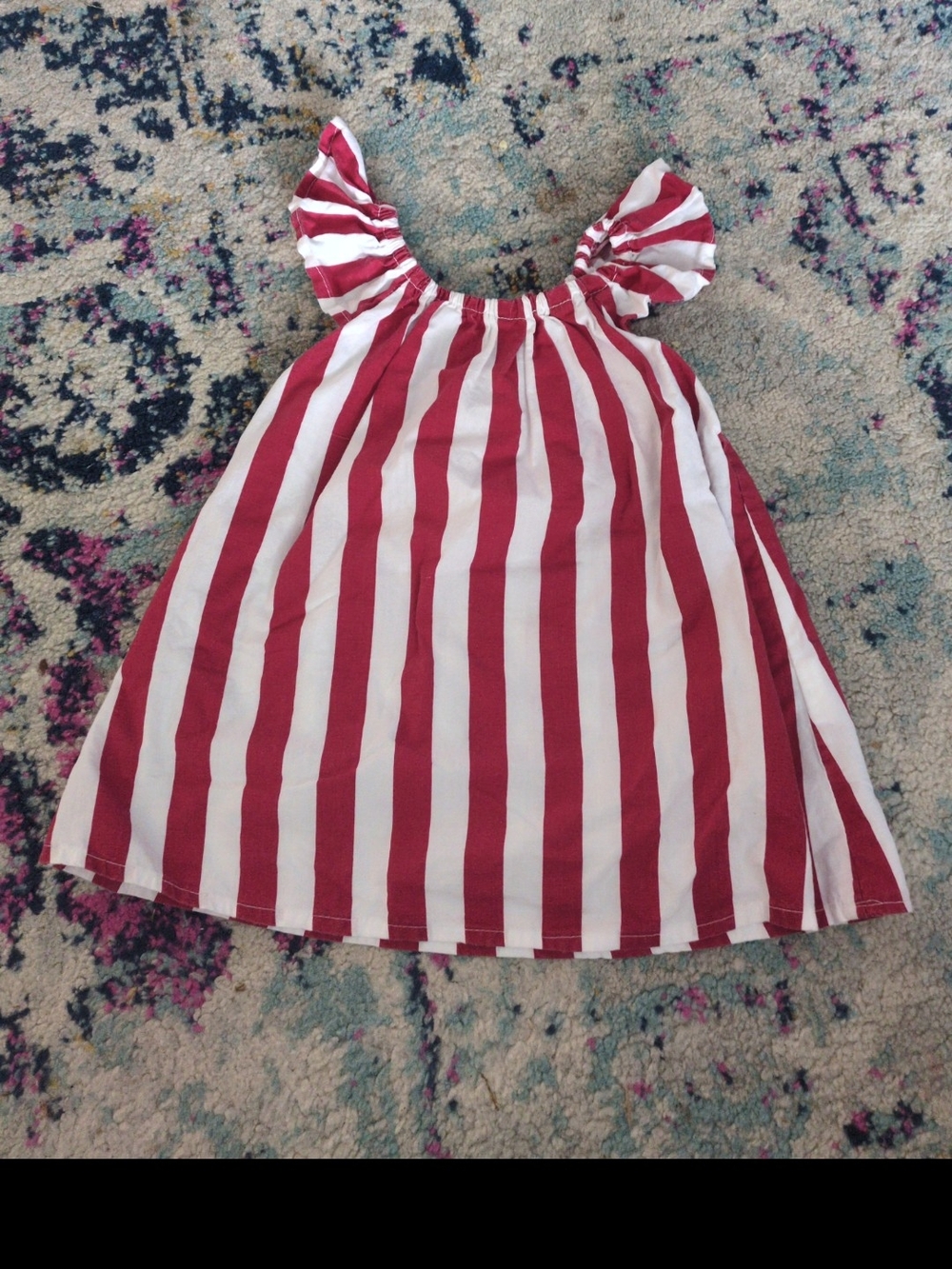 Red And White Vertical Striped Dress